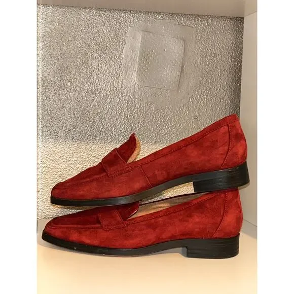 Vionic Red Suede Penny Loafers - Picture 5 of 9